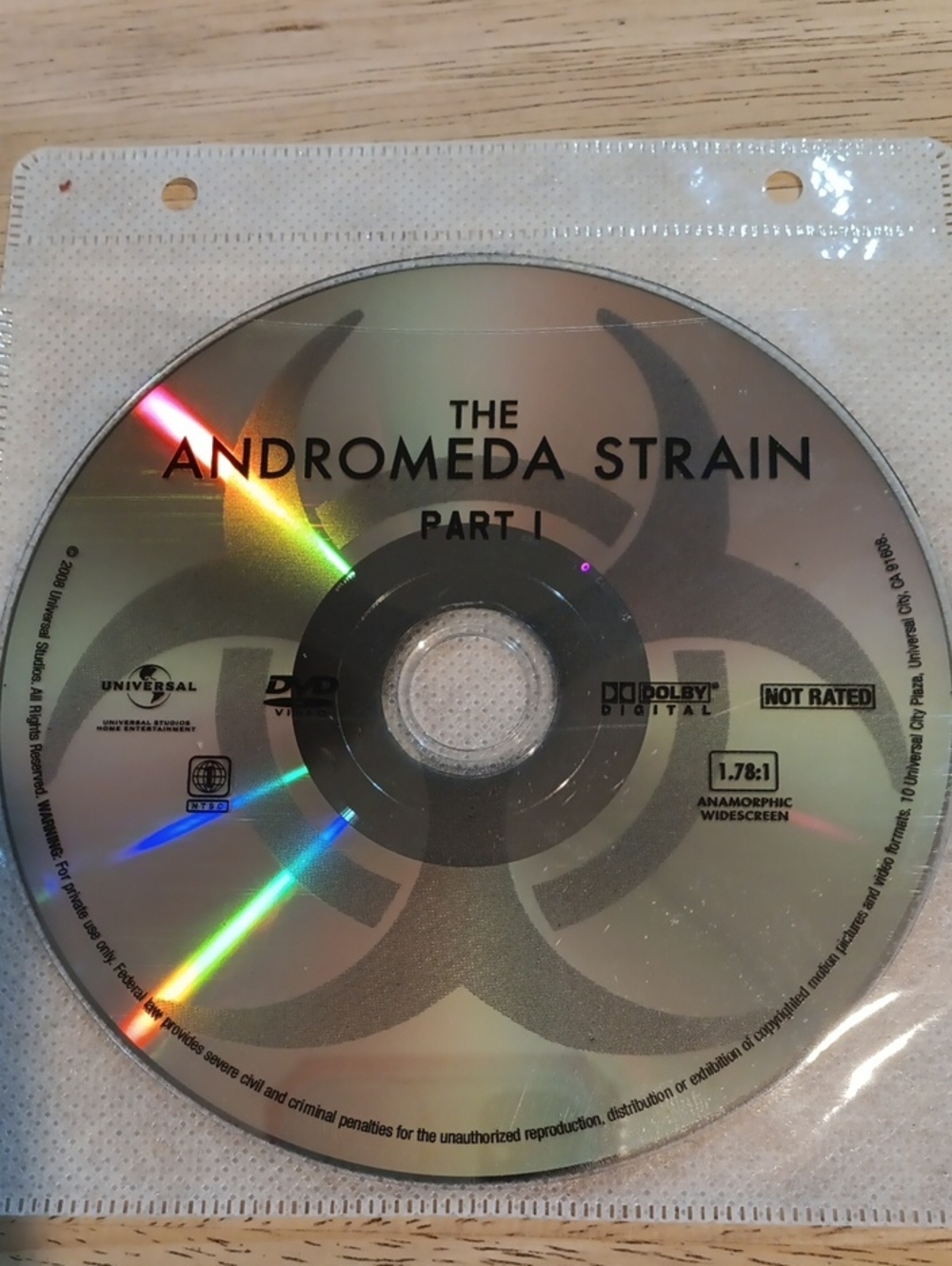 Universal The Andromeda Strain Part I &II DVD *NO CASE*